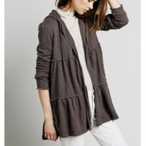Free People Raw-Edge Zip-Front Hoodie NWT - Picture 1 of 16